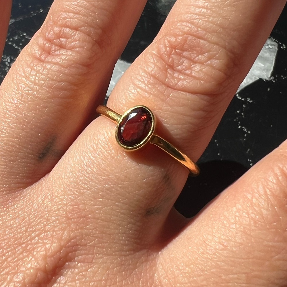 SOLD Garnet Gold Plated sz 7